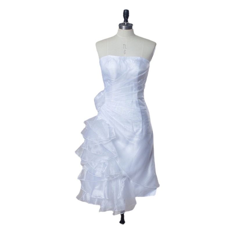 White ivory organza short skirt pen graduation ball formal occasion bar pettiskirt School Celebration dress