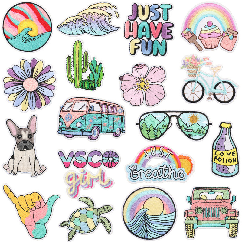 Wave Embroider Cloth Patch Ironing Rainbow Computer Embroidered Label Clothing Decoration Car Seal Cartoon Turtle Patch Patch Wave Embroider Cloth Patch Ironing Rainbow Computer Embroidered Label Clothing Decoration Car Seal Cartoon Turtle Patch Patch