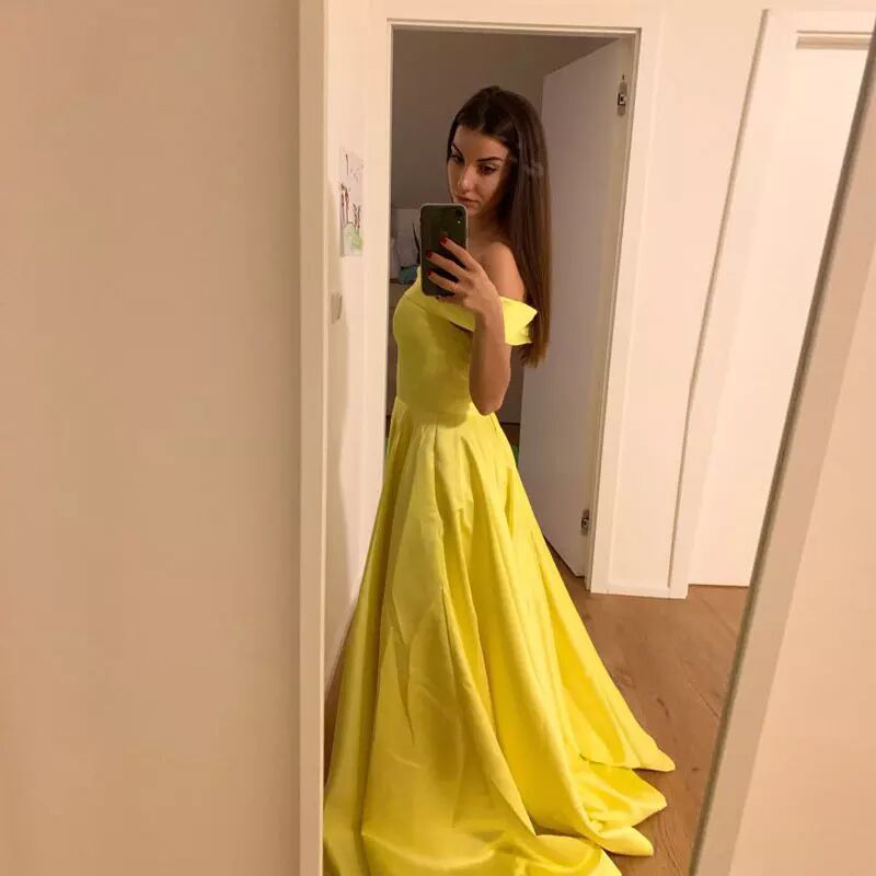 Vestido de noche de satén con un solo hombro, nuevo, de Amazon, AliExpress y Wish, europeo y americano, sencillo, elegante y que estiliza la figura.