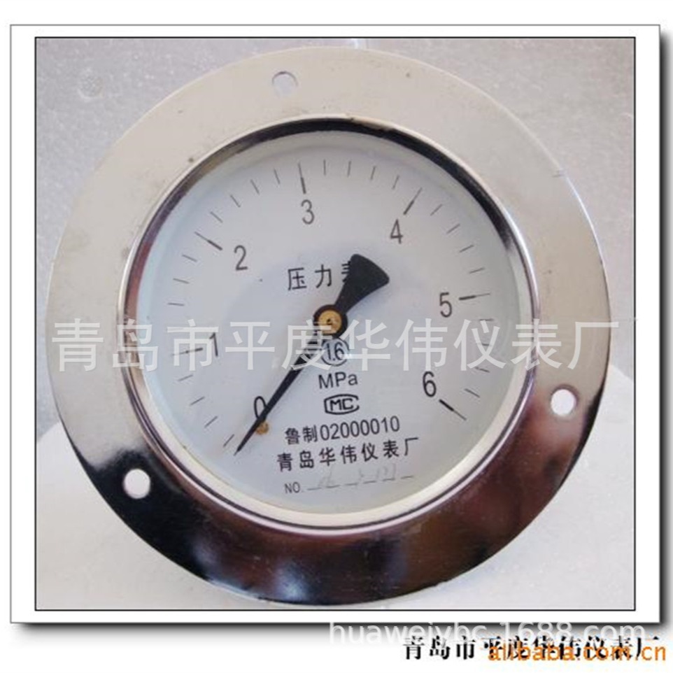 供应普通轴向压力表 Yt100-6MPa   液压气压水压华伟 厂家直销