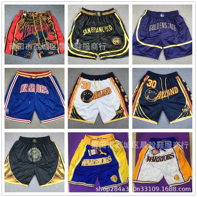 Warriors CURRY Basketball Pants Men's American Curry Champion Double Mesh Sports Casual Breathable Pocket Shorts