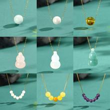 s925纯银项链新中式玉石吊坠国风玉髓锁骨链小众轻奢风项链配饰女