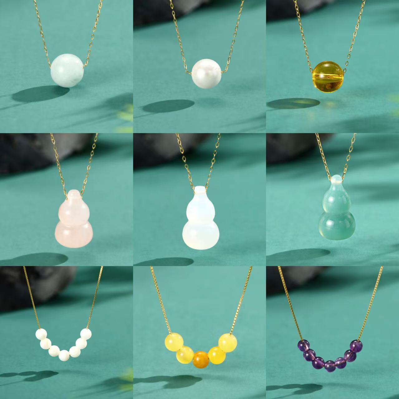 s925纯银项链新中式玉石吊坠国风玉髓锁骨链小众轻奢风项链配饰女