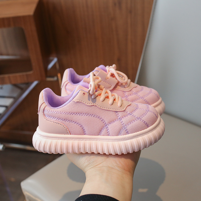 Zapatillas deportivas para niños, otoño 2025, nuevas zapatillas de malla transpirable para niños, estilo coreano, zapatillas blancas versátiles de suela suave para niños grandes y niñas