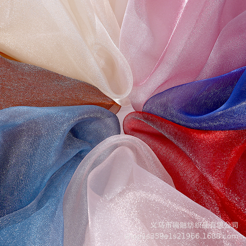Glitter Crystal Organza Fabric Snow Yarn Striped Fish Scale Yarn Decorative Wedding Dress Star Glitter Yarn Jewelry Fabric Wholesale
