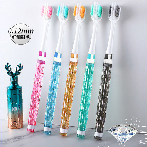Thousand-hair toothbrush, soft bristles, adult household, high-end crystal handle, wide head, family wear, for men and women only
