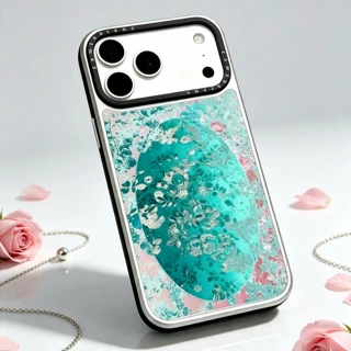 A9艺术油画碎花手机壳 轻奢银黑边框设计 适用iPhone18pro保护壳