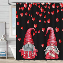 跨境防水浴帘3d数码印花淋浴帘新品情人节浴室窗帘隔断免打孔窗帘