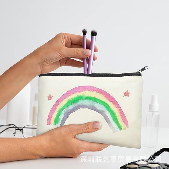 アマゾンコットンキャンバスバッグジッパーバッグクリエイティブ絵画ブラシバッグ収納袋学生文具化粧包装袋|undefined