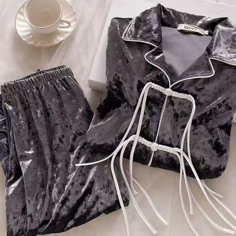 Velvet cute autumn pijama, set, Chinese style