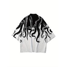W 32981 Octopus Print Kimono Robe �ͷ���� �羳ŷ������ѷ��