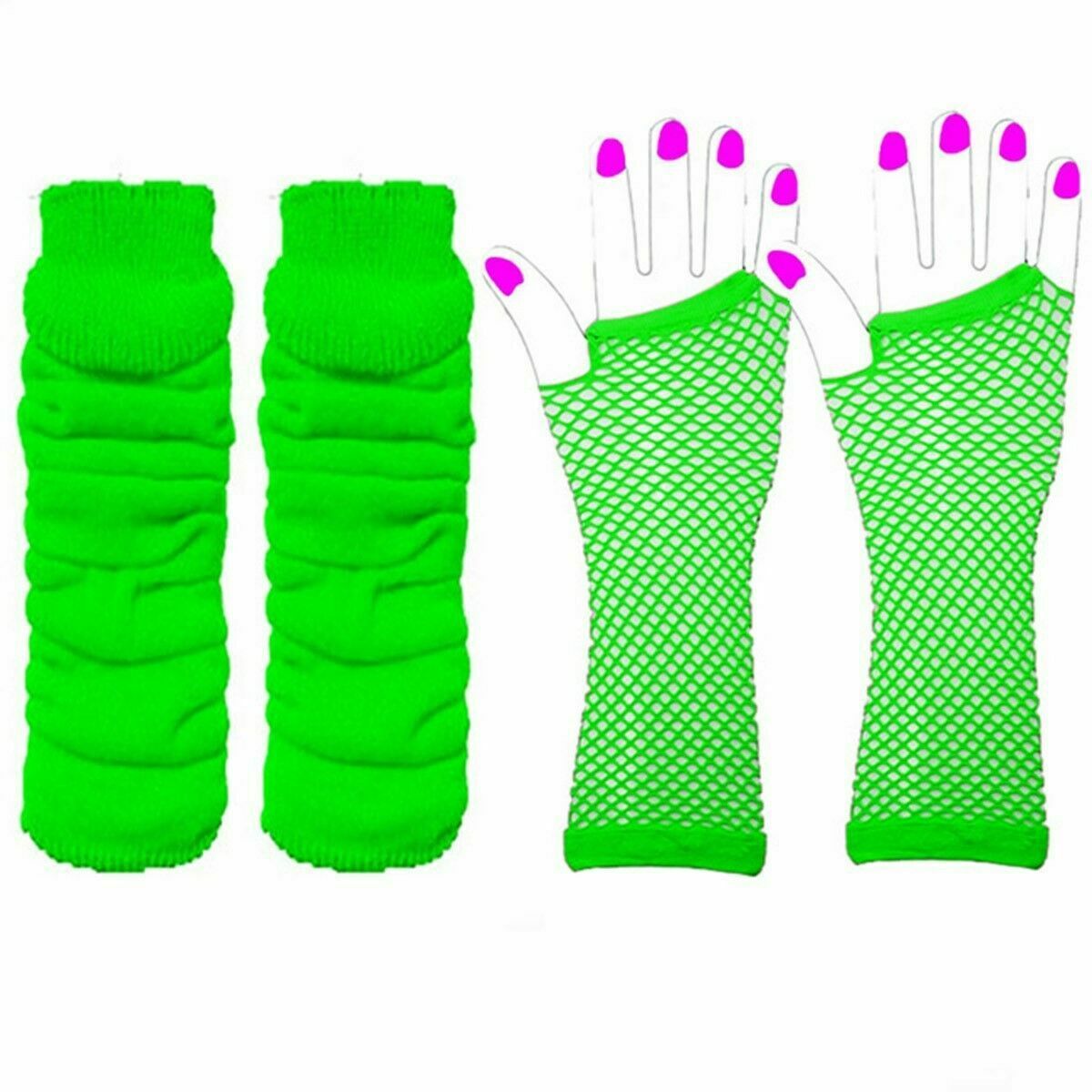 1980 solo partido vestido de cuatro colores neón collar pulsera Lightning pendientes red pesca guantes pierna calcetines seis traje