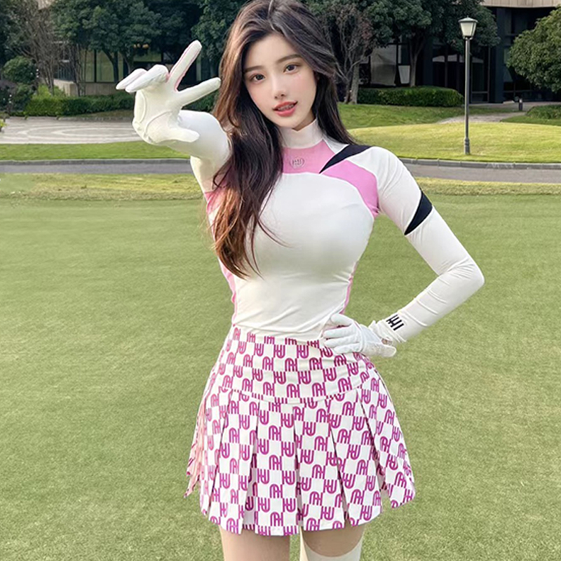 New Autum Golf Women's Long-Sleeved Round Neck T-Shirt Quick-Drying Breathable Fashionable Elegant Outdoor Sports Suit Skirt