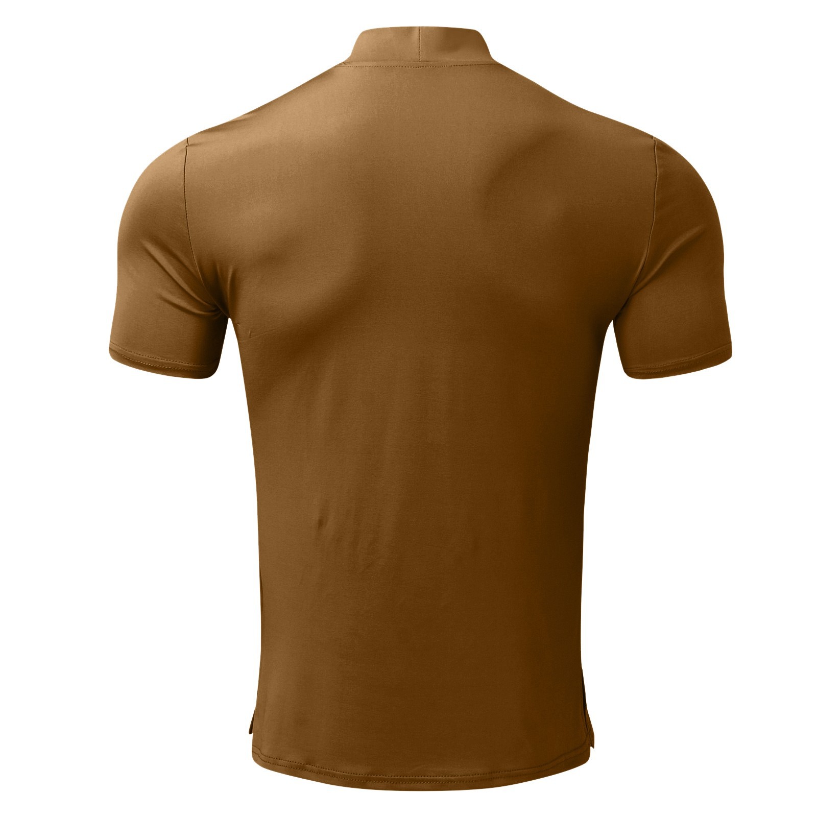 2024 Herbst und Winter Hoher Kragen Kurzarm T-Shirt Herren Unterlage Einfarbig Top_voghion.com