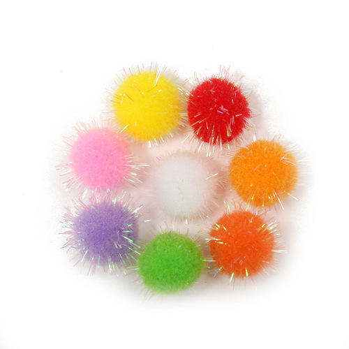 Cross-border wholesale colorful metallic ball DIY handmade children acrylic pom-pom clothing accessories plush ball pom-pom