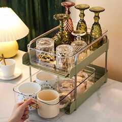 批發輕奢杯架雙層杯子置物架水杯馬克杯餐桌桌面收納盒家用放茶杯