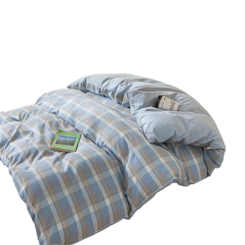 2025 nuevo estilo dormitorio de estudiantes universitarios cama de algodón de tres piezas ropa de cama individual sábana edredón de cuatro piezas de algodón