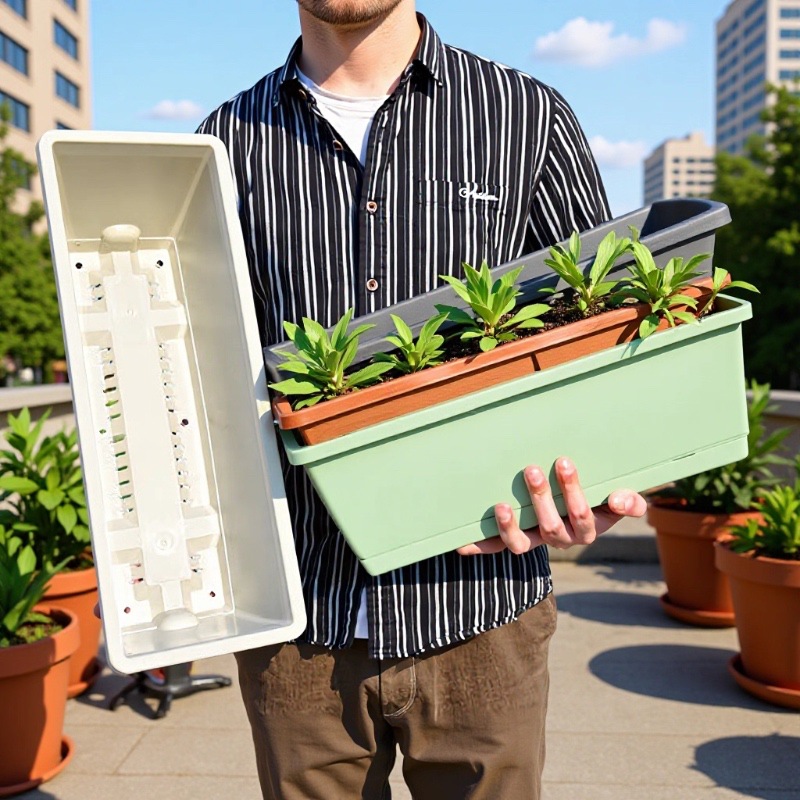 厂家新款霍伦种菜盆家庭种菜专用箱种多肉花盆长方形懒人塑料花盆