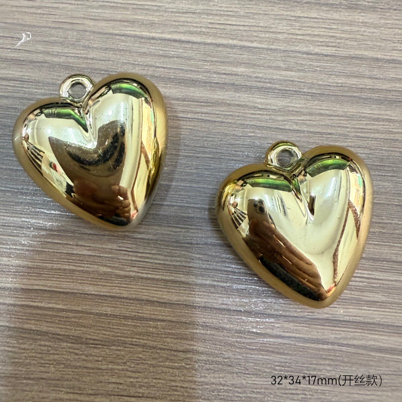Chapado en oro y plata para proteger el color de la superficie brillante de acrílico melocotón amado colgante en forma de corazón pulsera manual collar de clavícula juguete DIY image 39