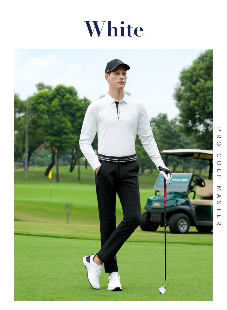 Áo polo nam dài tay golf cao cấp co giãn, nhanh khô thoáng khí — Tay áo dài màu trắng [cổ áo liền mạch/lỗ thông gió bằng laser/hút ẩm và khô nhanh] YF820 chi tiết 14