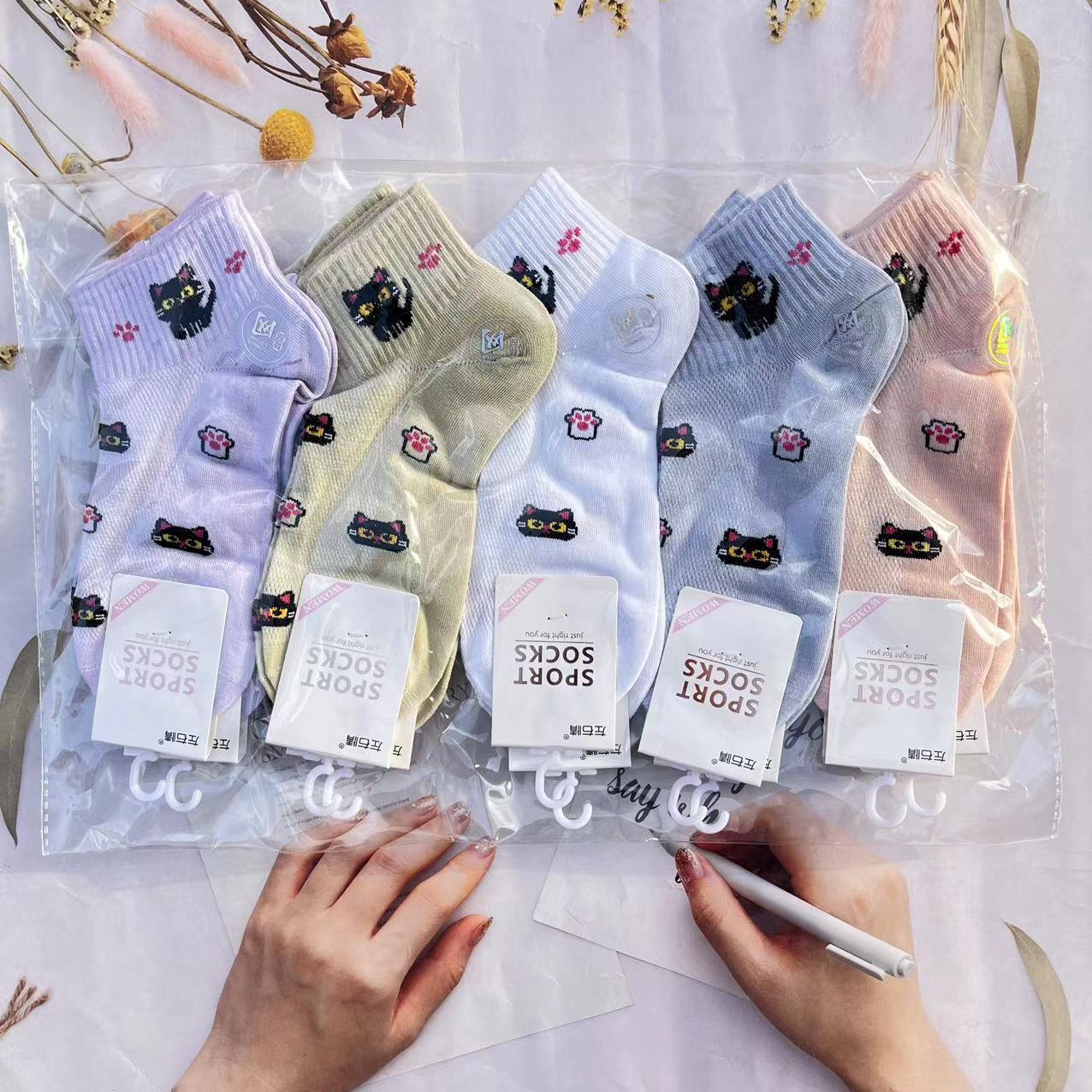 2023新潮款精梳棉短袜春夏季男女运动学院风吸汗船袜详情16