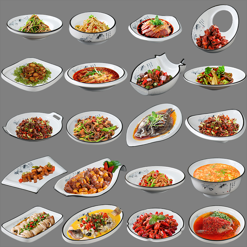 Hotel Specialty Tableware Creative Plates Household Dishes Ceramic Cooking Plates Restaurant Hotel Cold Dish Plates Commercial Silk Flowers