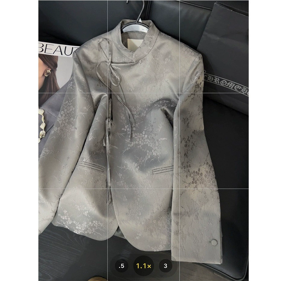 [Подвеска] Большой размер женщины слегка толстый MM вертикальный воротник костюм весна и осень новый китайский стиль жаккардовый жаккард 8063