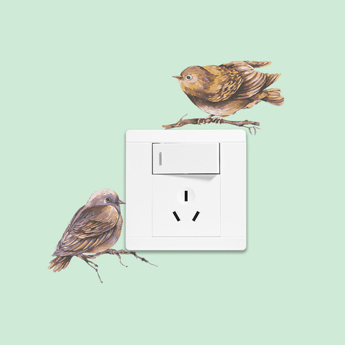 KG245-KG251 Cartoon painted cute cat bird switch sticker home decoration random wall sticker self-adhesive