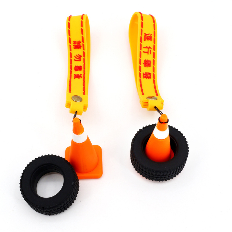 Taiwan traffic warning key chain simulation mini triangle ice cream cone hanging decoration traffic cone tire small pendant Taiwan traffic warning key chain simulation mini triangle ice cream cone hanging decoration traffic cone tire small pendant