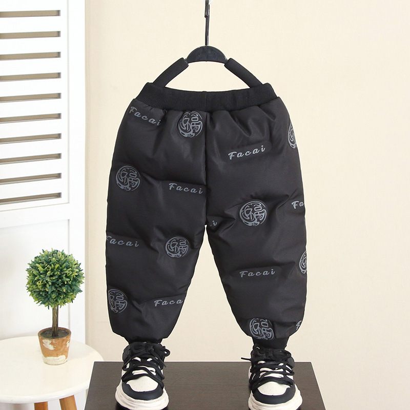 6912 Little Yellow Duck Boy Down Pants Pantalones gruesos para bebé de invierno 2025 Nuevos pantalones de algodón de terciopelo de pato blanco para niños