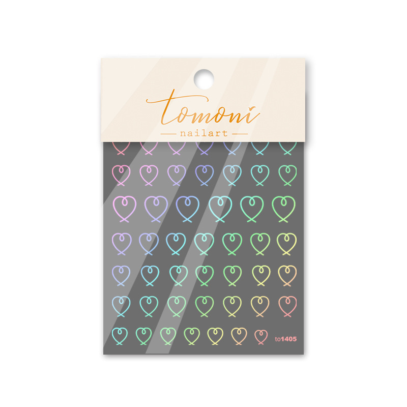 Nuevo arte japonés pegatinas de uñas dorado anillo corazón hueco láser línea de plata términos parche de uñas simple y fresco