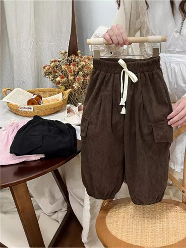 Autumn and Winter Children's Work Pants Korean Style Baby Pants without Pockets for Girls and Boys Casual Pants Versatile Sports Pants for Young Children