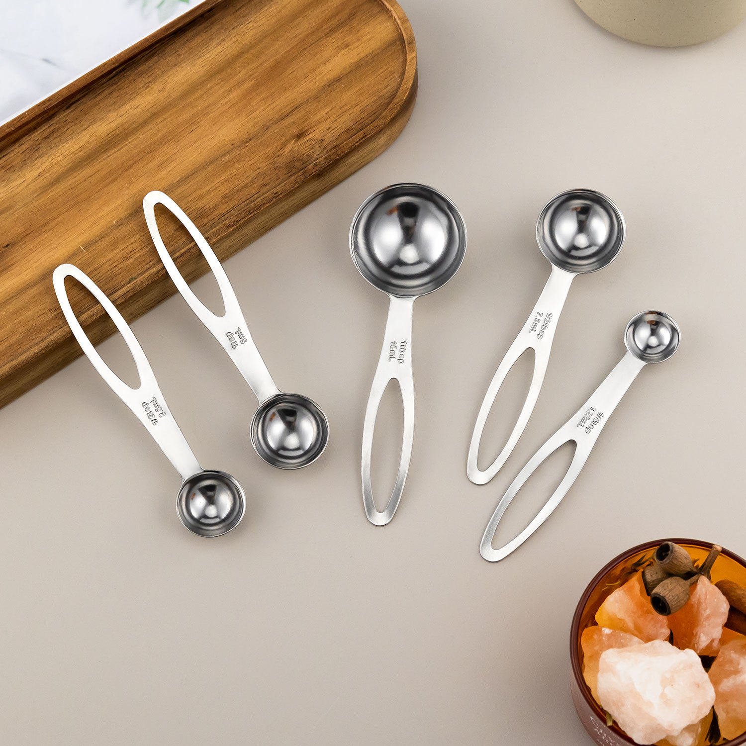Juego de Cucharas Medidoras de Acero Inoxidable 430 con Doble Escala Multiuso para Cocina image 3