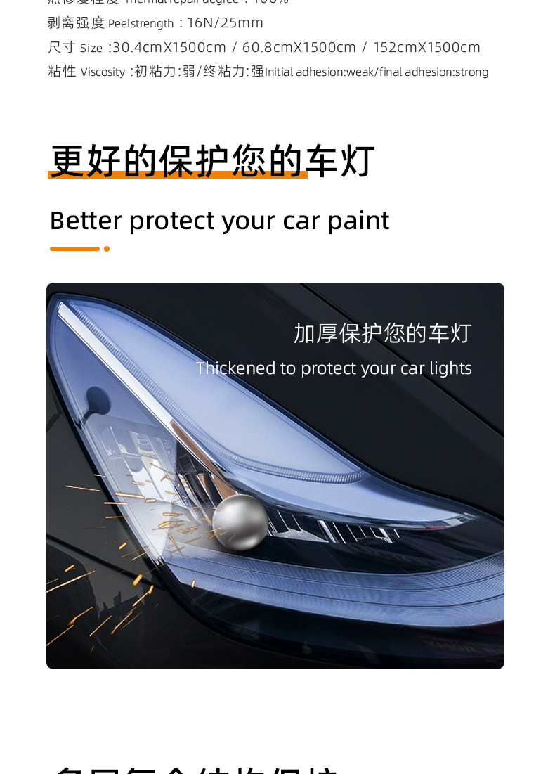Headlight TPU Film Clear Protective Self-Healing Scratch-Resistant Taillight Tint Film