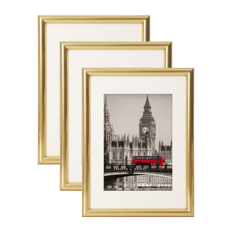 Cross-Border Hot-Selling 10inch Pvc Photo Frame Display Stand A4A3 Gold Black European Classical Five-Piece Set Photo Commemorative Frame