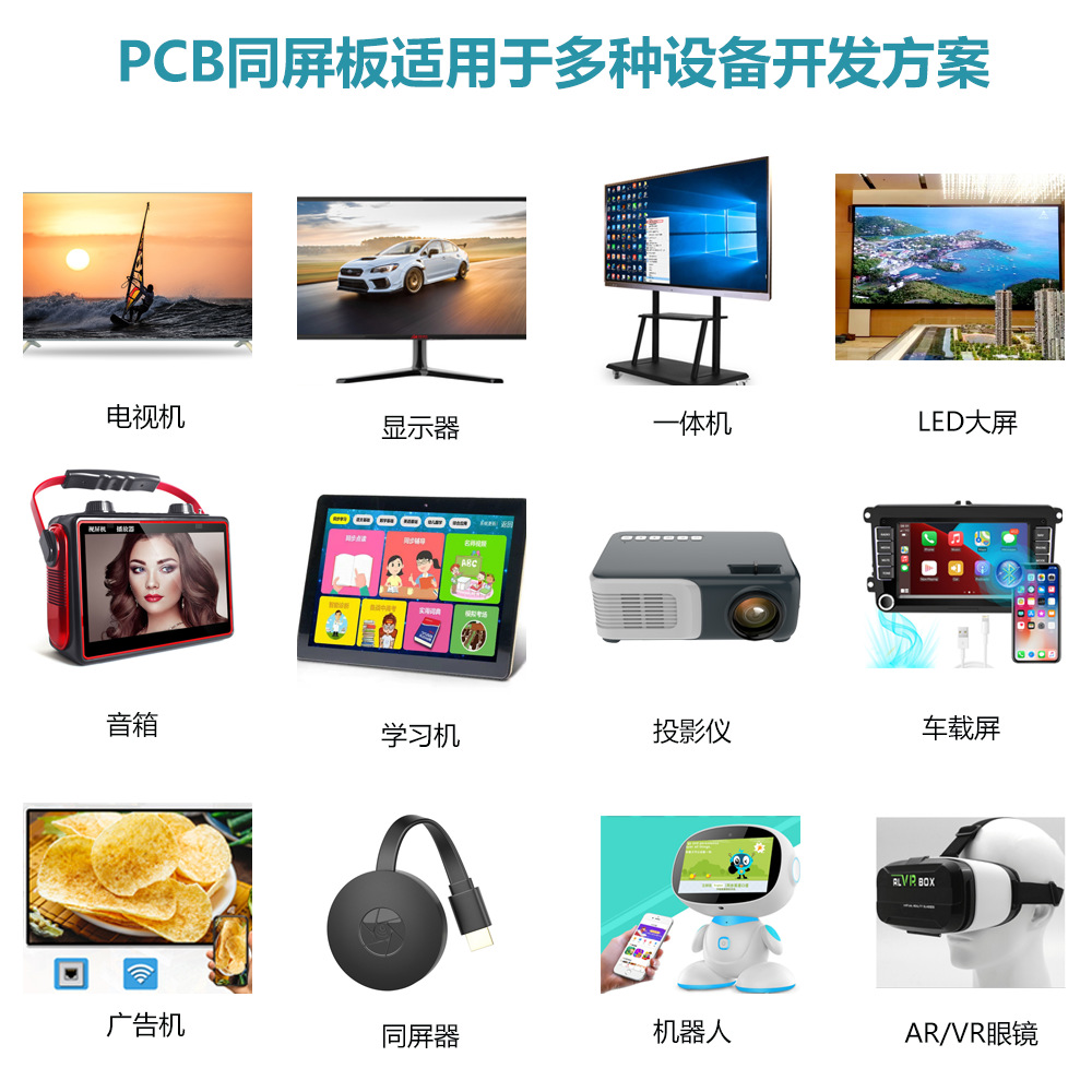 P3同屏板 支持拼装显示器主板4K双频有线+无线投屏方案开发电路板