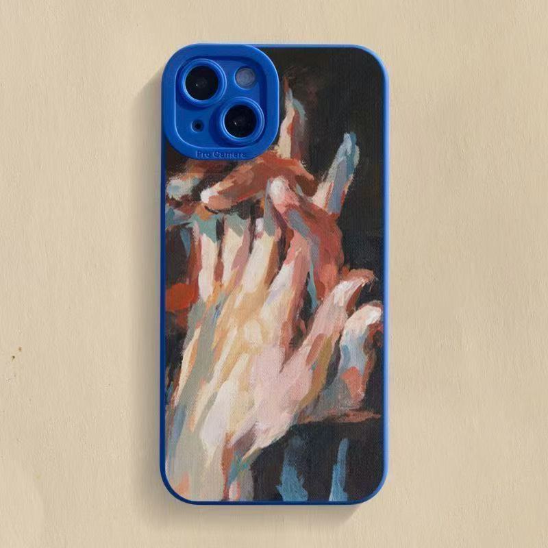 Pintura al óleo mano a mano para iPhone 16pro funda para teléfono móvil 11 Apple 15 anti-caída 14/13promax nuevo 12
