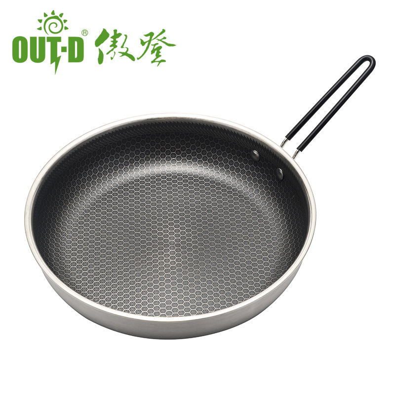Outdoor camping non-stick honeycomb flat frying pan stainless steel pan frying pan camping barbecue frying pan C12/C13