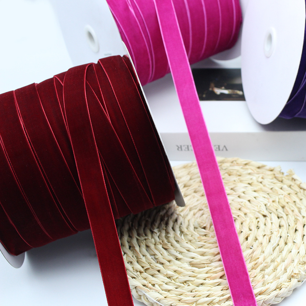 2cm unilateral banda de flocado ropa hecha a mano DIY accesorios, regalo de pastel embalaje de seda de terciopelo