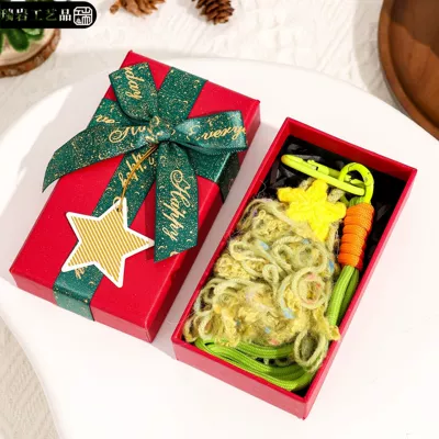 woolen small pendants, car pendants, Car hanging - green-starry-sprig-tree-ornament-christmas-gift-box