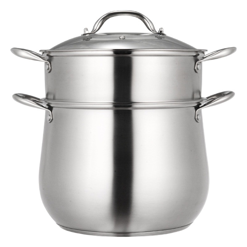 Olla de sopa de acero inoxidable curvo olla extra alta olla al vapor olla de sopa de doble fondo olla de gran capacidad olla de regalo universal