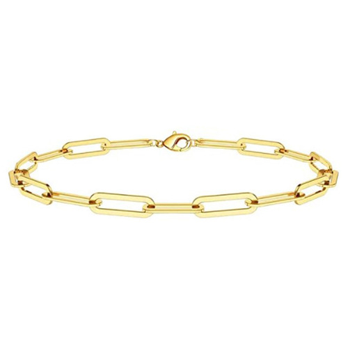 European and American cross-border jewelry gold-plated round beads simple versatile 4mm 6mm safety pin bracelet elastic cord