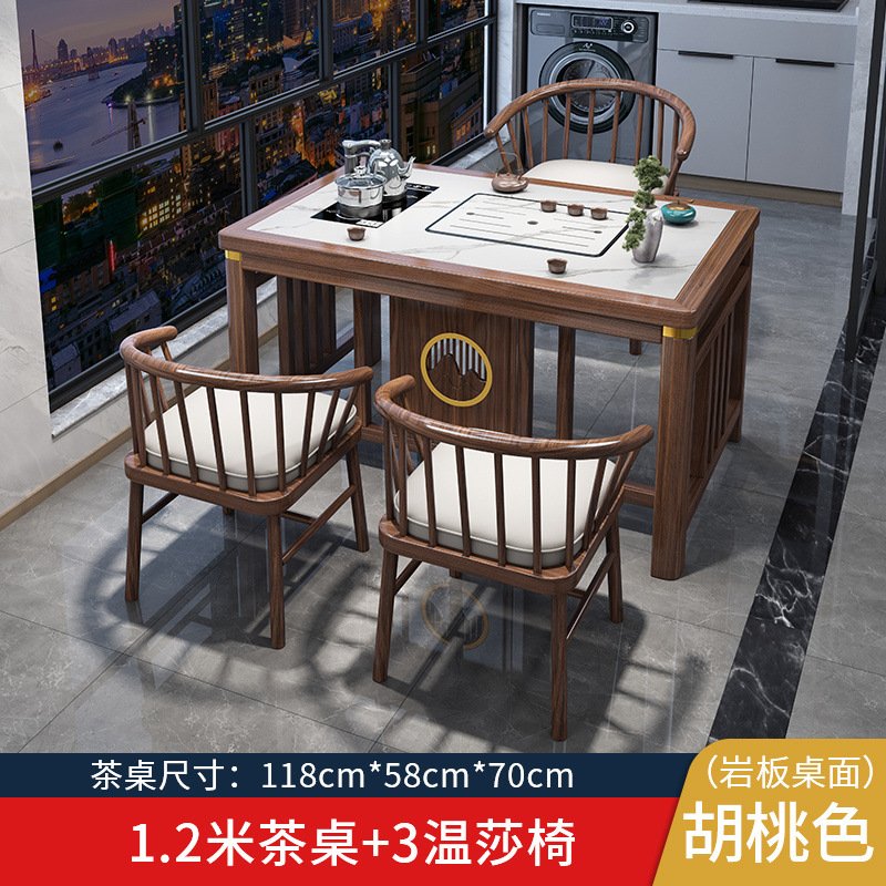 Tabla de té de balcón pequeña combinación de tabla de té de roca china pequeña tabla de té de madera maciza doméstica moderna tabla de té negra