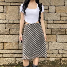 现货尺码更新韩国chic春夏季新款法式复古格子半身裙包臀裙女装