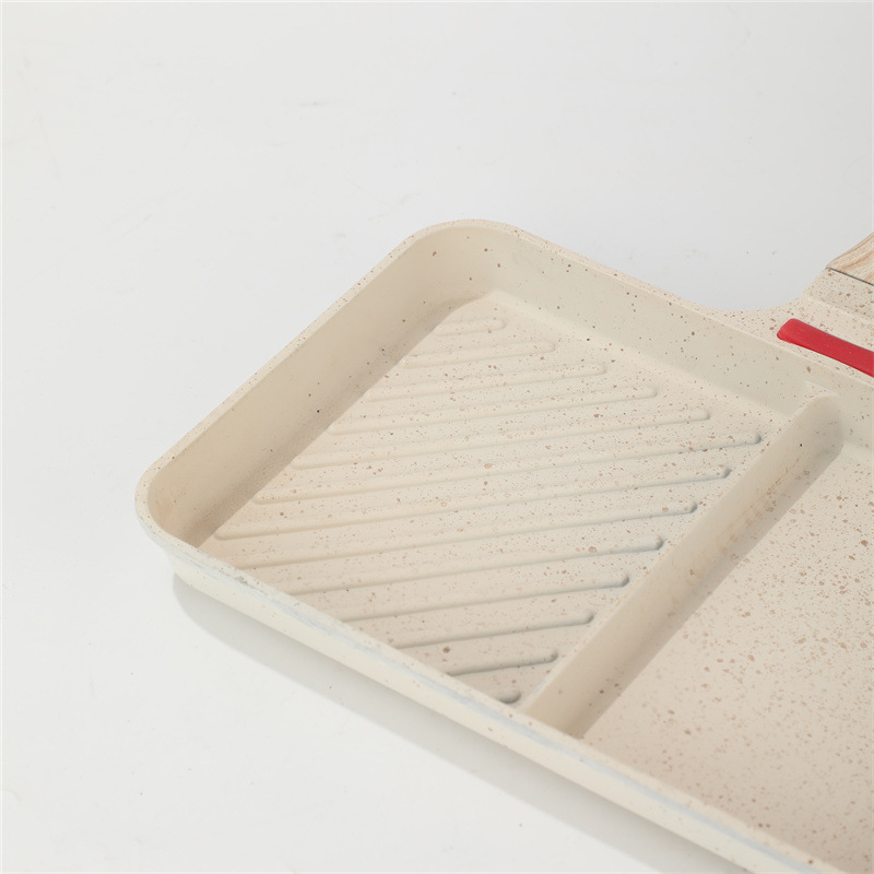 Arroz japonés transfronterizo doble panela de desayuno de piedra panela cuadrada panela antiadherente panela multifuncional para hamburguesas de filete