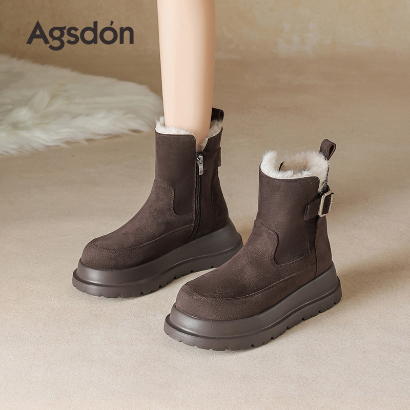 Botas de nieve de fondo grueso para mujeres 2025 nuevas botas de invierno de camisa Martin botas de algodón de manga corta botas retro