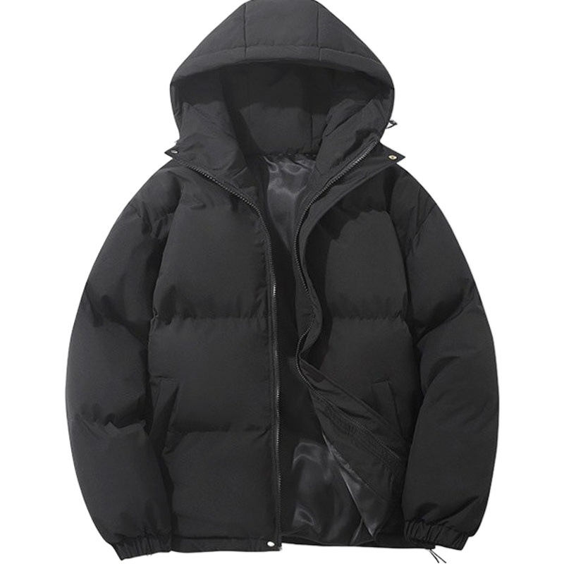 Chaqueta de algodón de los hombres 2023 Invierno Nueva suelta con capucha de color sólido gruesa caliente abajo de algodón par pan abrigo