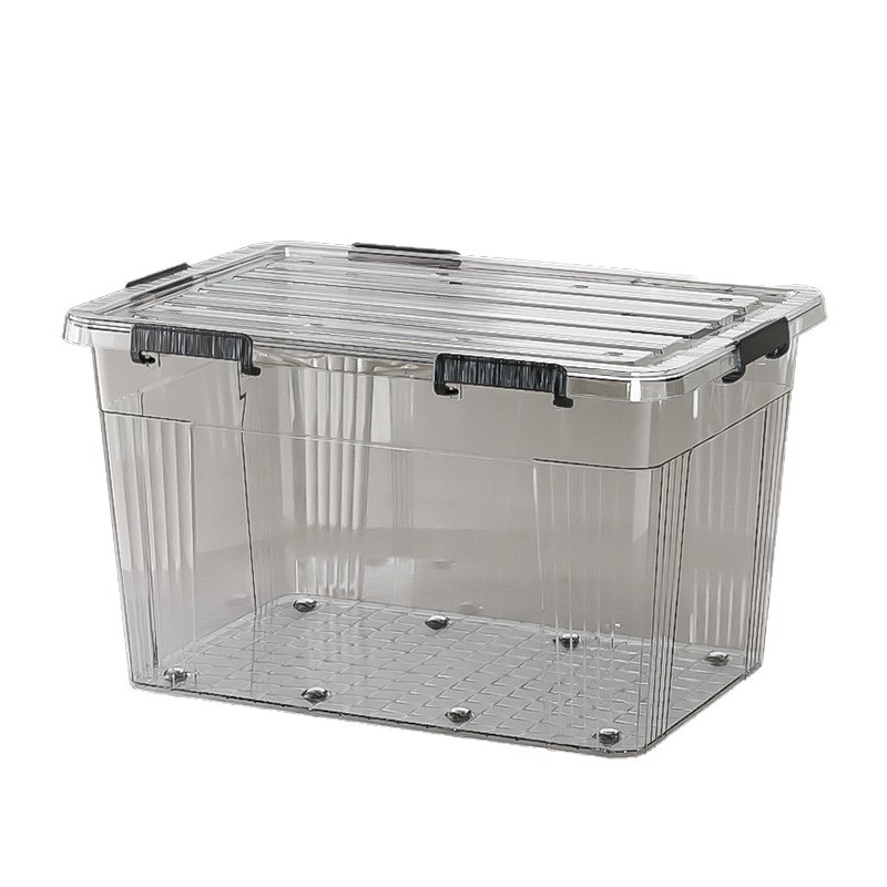 Caja de almacenamiento transparente a prueba de polvo, caja de almacenamiento de gran capacidad, dormitorio doméstico, sala de estar, dormitorio, armario de almacenamiento de ropa