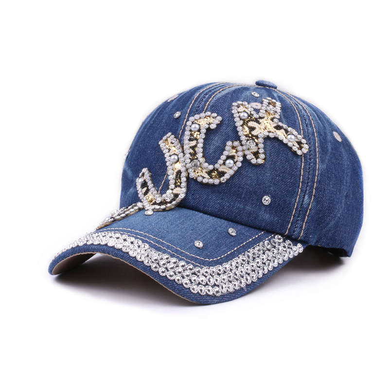 Men's and Women's Spring and Summer Sine Diamond Baseball Cap Letter Washed Denim Korean Casual Fashion Cap Personalized Hundred
