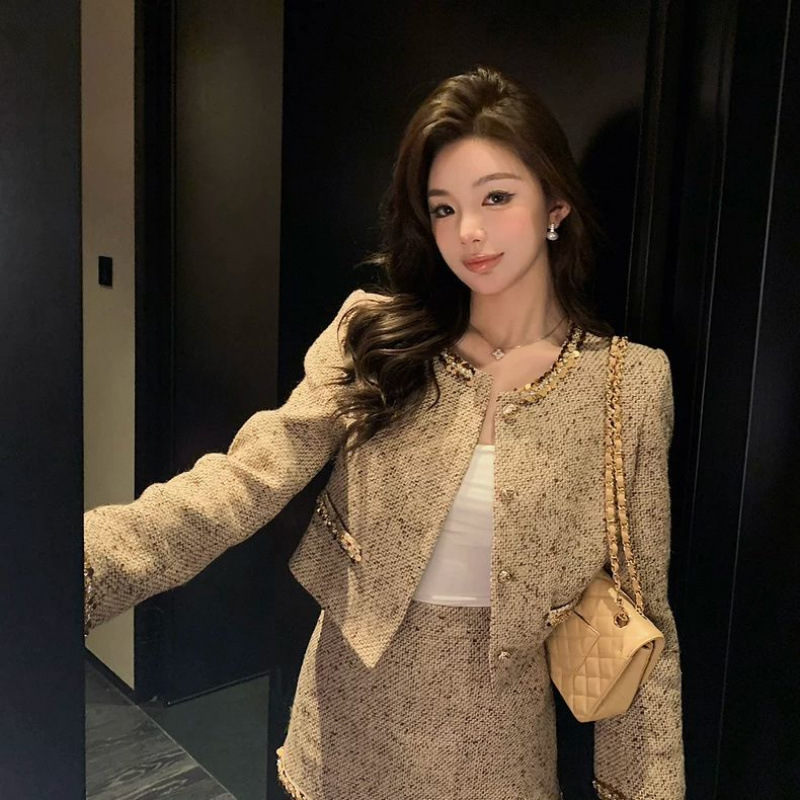 邱肉瑶 亮片精致小香风外套女秋季新短款名媛气质小个子千金套装|undefined